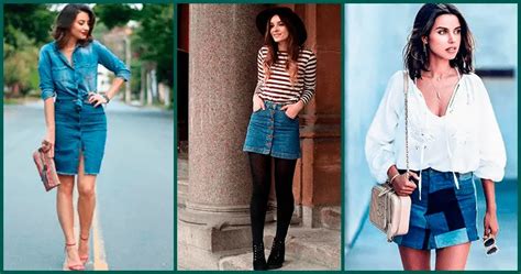 25 Looks com Saia Jeans Curta .